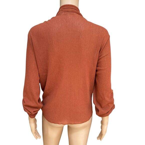 Soft Surroundings open cardigan rust spice Roll Tab thin knit asymmetrical sz XL - Picture 3 of 7